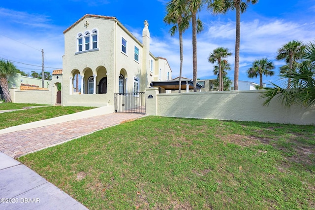 view of front of home with a front yard