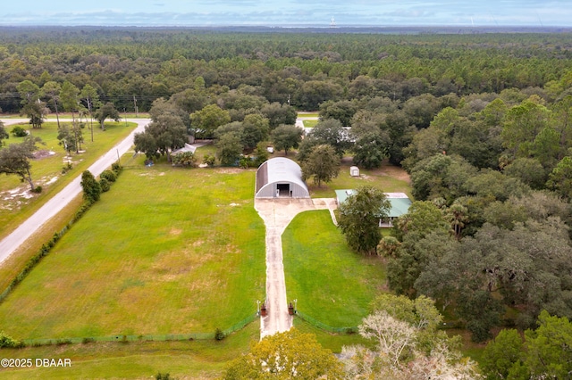 bird's eye view featuring a view of trees