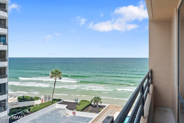 property view of water featuring a view of the beach