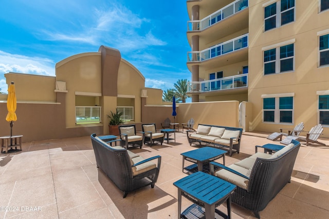 view of patio / terrace featuring an outdoor living space