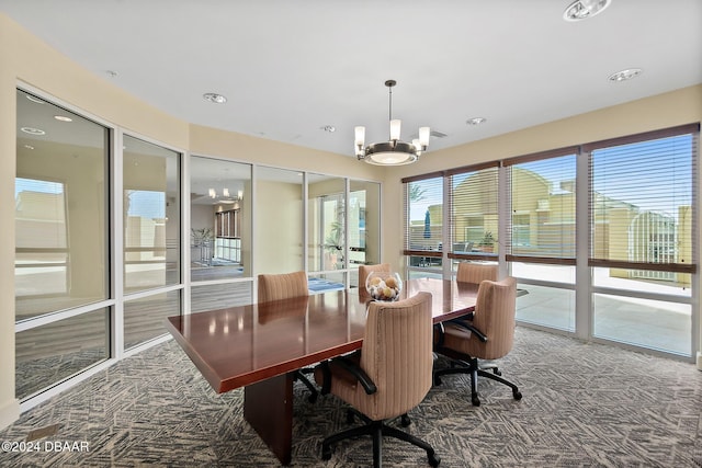 interior space with a chandelier