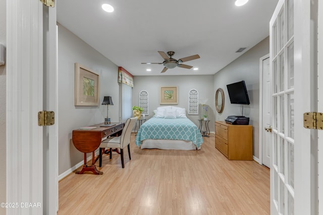 916 Ashmeade Ct, Port Orange, FL 32127 - bedroom featuring light wood-type flooring, recessed lighting, and a ceiling fan