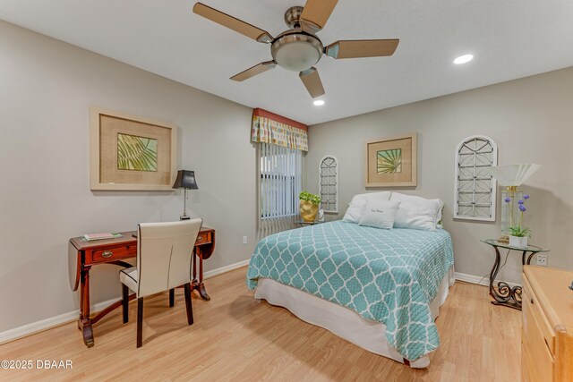916 Ashmeade Ct, Port Orange, FL 32127 - bedroom featuring wood finished floors, recessed lighting, ceiling fan, and an office area