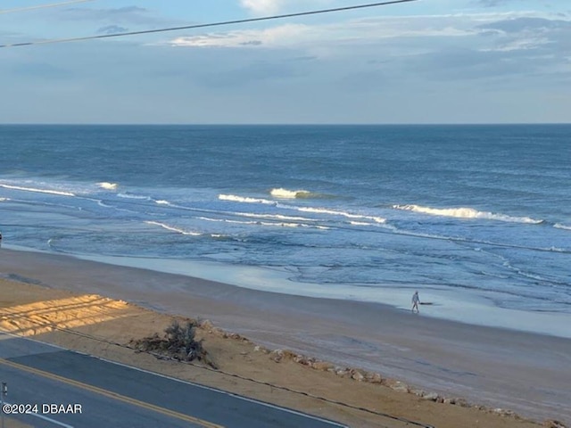 view of water feature featuring a beach view