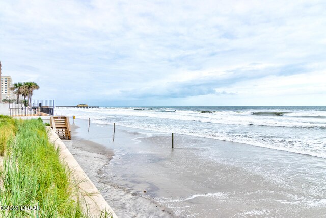 view of water feature with a view of the beach