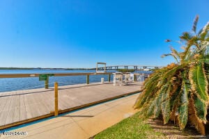 view of dock featuring a water view