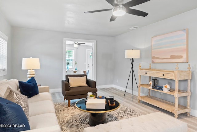 living room with light hardwood / wood-style floors