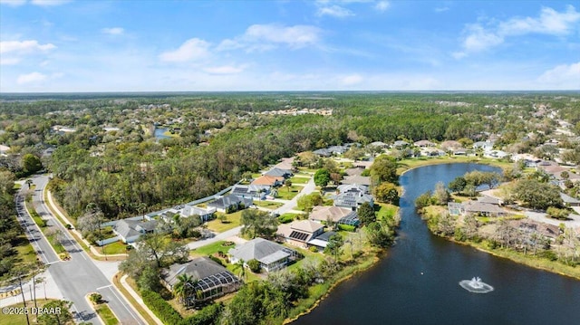 birds eye view of property with a residential view and a water view