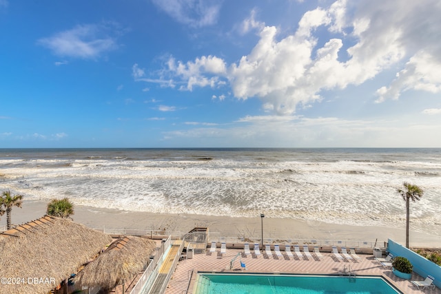 property view of water featuring a view of the beach