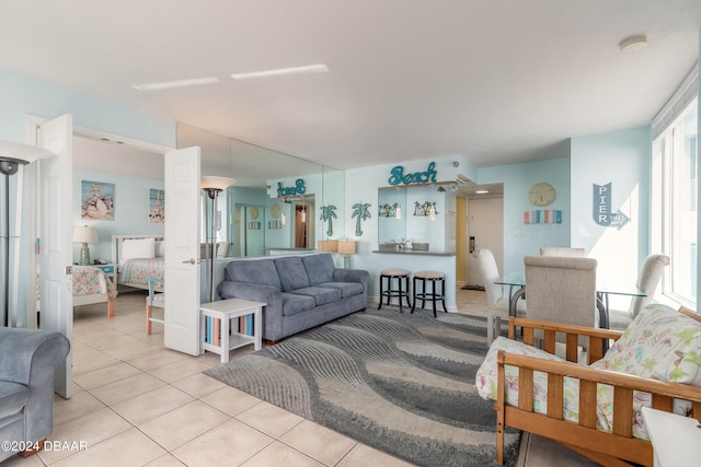 view of tiled living room