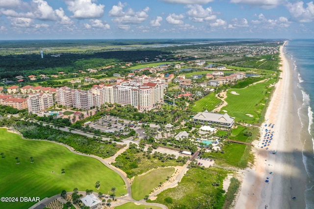 aerial view with a beach view and a water view