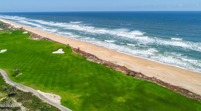 property view of water featuring a beach view