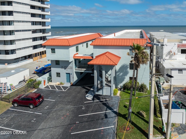 exterior space featuring a water view