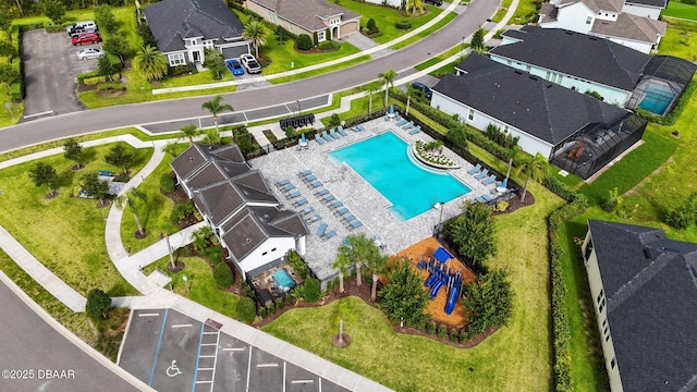 6279 W Fallsgrove Ln, Port Orange, FL 32128 - aerial perspective of suburban area featuring a pool area