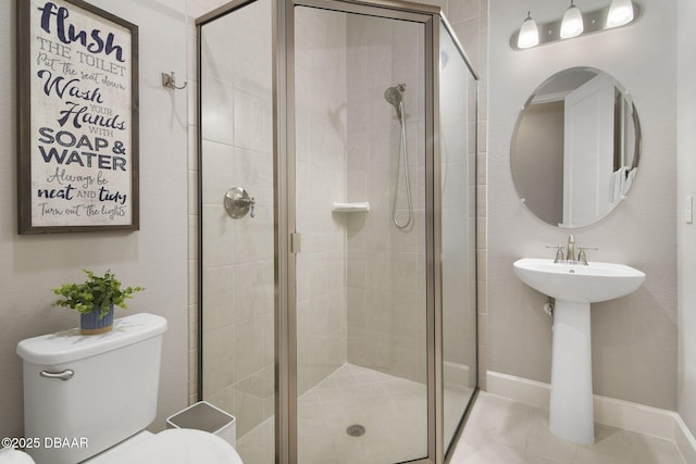 6279 W Fallsgrove Ln, Port Orange, FL 32128 - bathroom with a shower stall and tile patterned floors