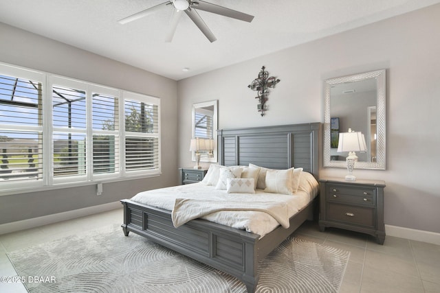 6279 W Fallsgrove Ln, Port Orange, FL 32128 - bedroom with light tile patterned floors and ceiling fan