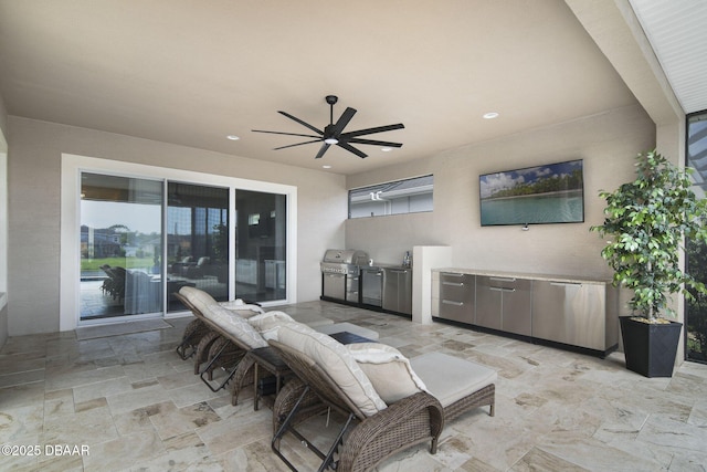 6279 W Fallsgrove Ln, Port Orange, FL 32128 - view of patio featuring area for grilling and a ceiling fan