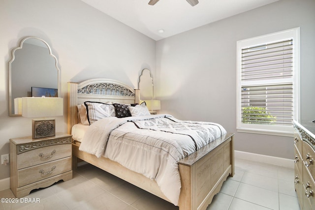 6279 W Fallsgrove Ln, Port Orange, FL 32128 - bedroom featuring light tile patterned floors and a ceiling fan