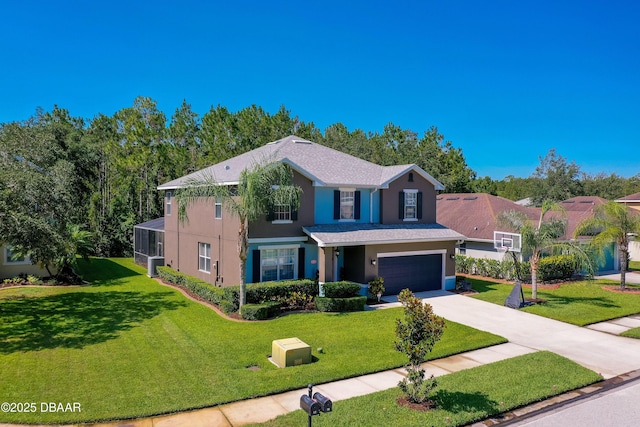 10 Cantilever Ct, Ormond Beach, FL 32174 - traditional-style home featuring stucco siding, driveway, central air condition unit, and a front lawn