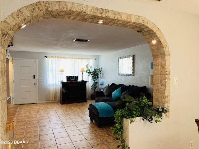 view of tiled living room