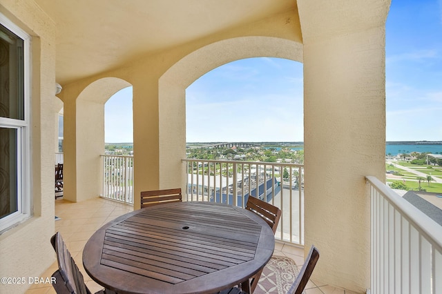 3343 S Atlantic Ave Unit 601, Daytona Beach Shores, FL 32118 - balcony with a water view and outdoor dining space
