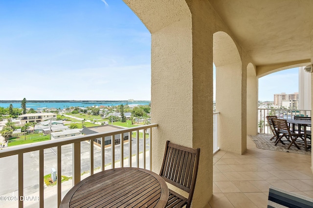 3343 S Atlantic Ave Unit 601, Daytona Beach Shores, FL 32118 - balcony with a water view and outdoor dining area