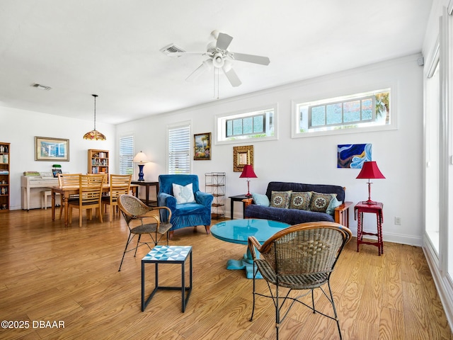 206 S Riverside Dr, Edgewater, FL 32132 - living room with light wood-style flooring and a ceiling fan