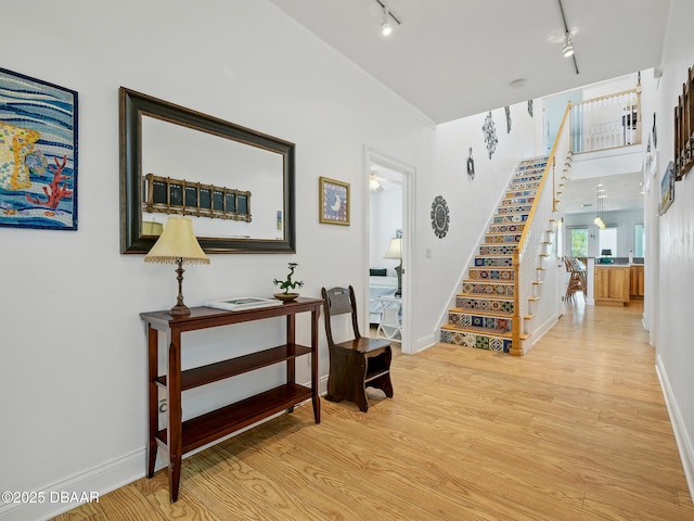 206 S Riverside Dr, Edgewater, FL 32132 - stairs with rail lighting and wood finished floors