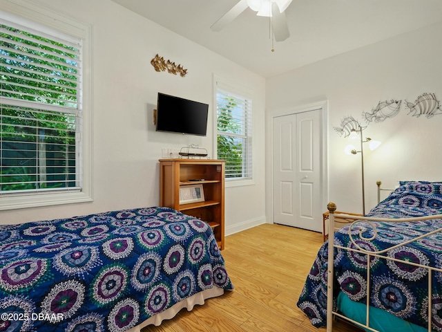 206 S Riverside Dr, Edgewater, FL 32132 - bedroom featuring wood finished floors and ceiling fan