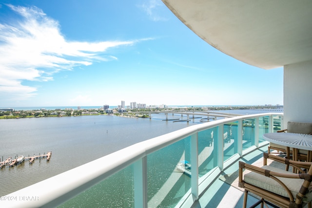 balcony with a water view