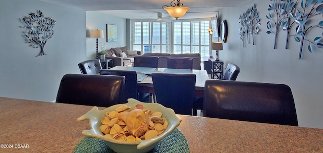 dining area with ceiling fan