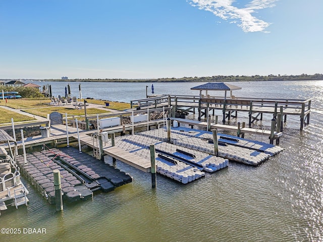 dock area featuring a water view