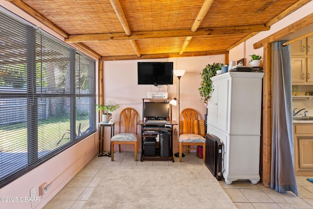 1 Beechwood Dr, Ormond Beach, FL 32176 - sunroom / solarium featuring a sink and beamed ceiling