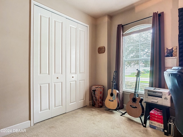 interior space featuring carpet flooring