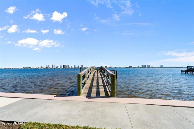 view of dock featuring a water view