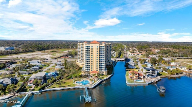 bird's eye view featuring a water view