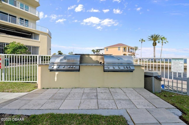 view of patio / terrace with an outdoor kitchen and a grill