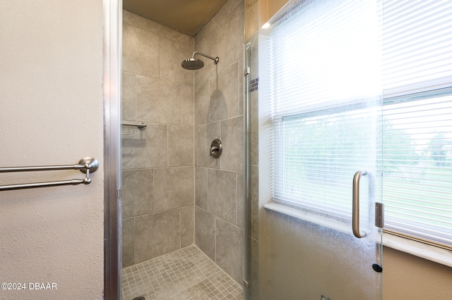 bathroom with a shower stall