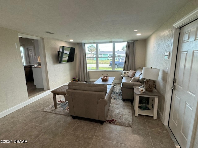 view of tiled living room