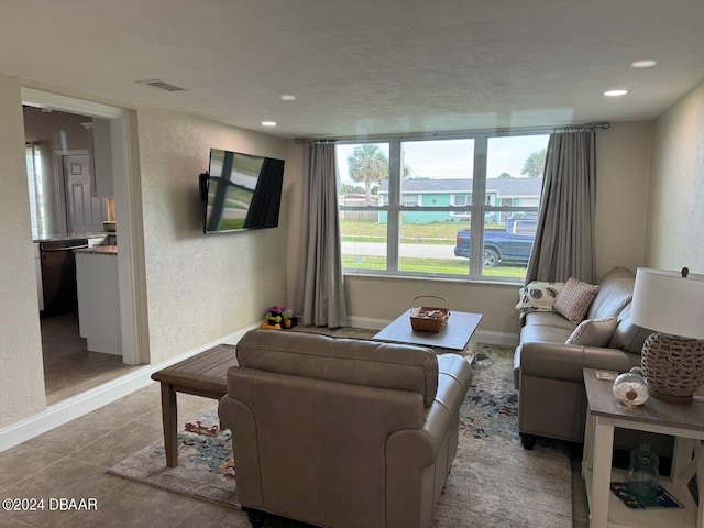 view of tiled living room