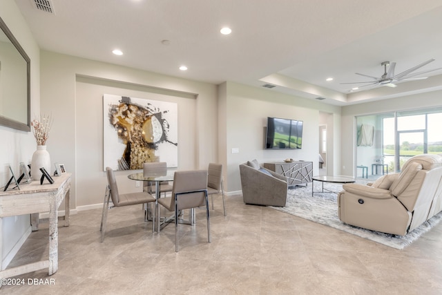 living room with ceiling fan