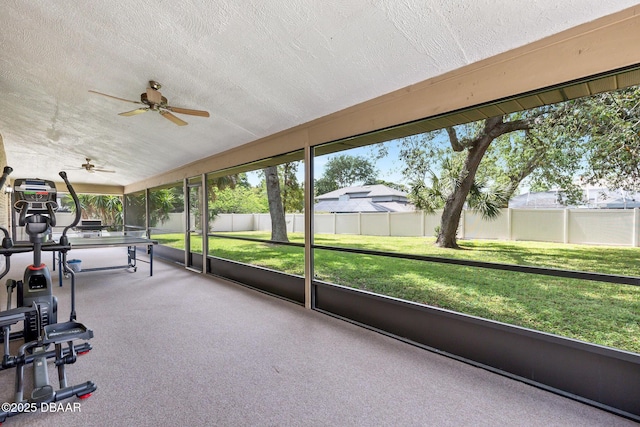 6 Leisure Wood Way, Ormond Beach, FL 32174 - unfurnished sunroom with ceiling fan and a healthy amount of sunlight