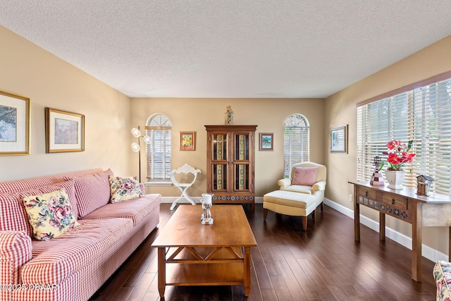 6 Leisure Wood Way, Ormond Beach, FL 32174 - living room with a textured ceiling, baseboards, and wood-type flooring