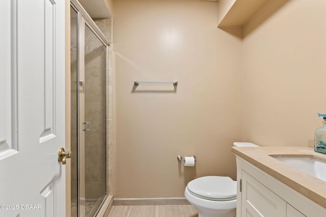 6 Leisure Wood Way, Ormond Beach, FL 32174 - full bath featuring toilet, a shower stall, vanity, and baseboards