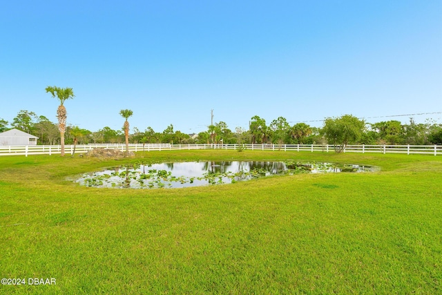 property view of water with fence