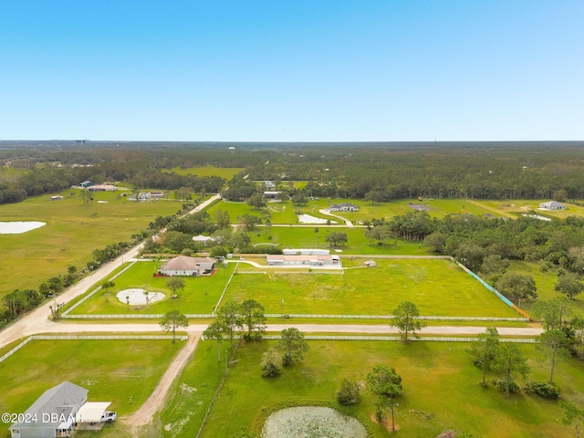 birds eye view of property featuring a rural view