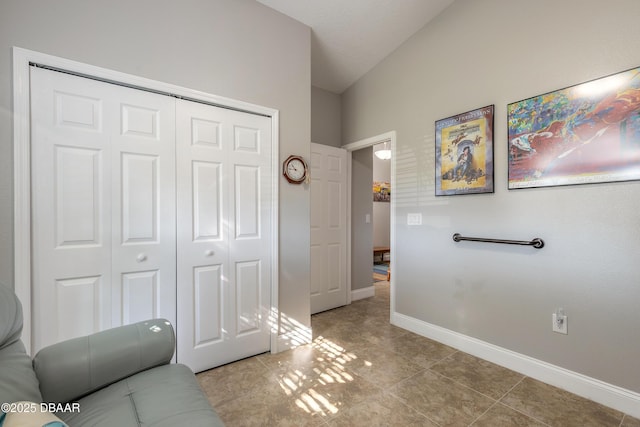 interior space featuring a closet and light tile patterned floors