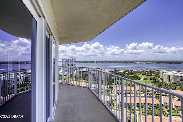 balcony with a water view