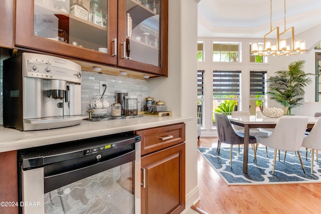 bar featuring a wealth of natural light, backsplash, dishwasher, and a raised ceiling