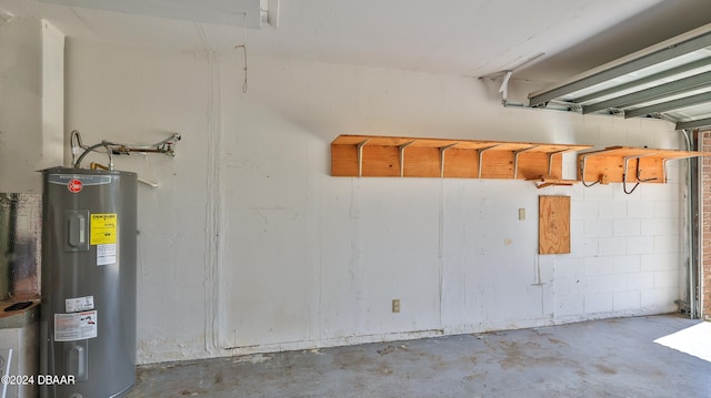 garage featuring water heater